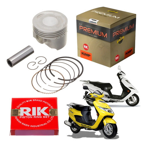 Kit Pistão com Anéis KMP Premium Suzuki Burgman 125 2005 a 2010 STD
