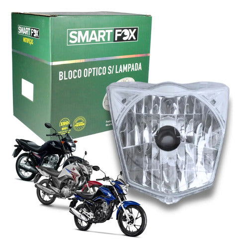 Farol Bloco Óptico sem Lâmpada Smartfox Honda Cg 125 150 160 Titan Fan