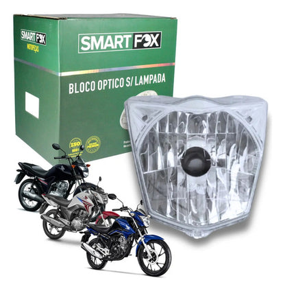 Farol Bloco Óptico sem Lâmpada Smartfox Honda Cg 125 150 160 Titan Fan