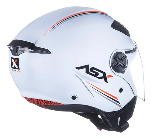 Capacete Aberto ASX City Air Solid Branco Brilhante