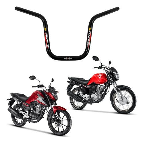Guidão Alto Monaco Honda Cg 125 150 160 Titan Fan Start Cargo Preto Brilhante