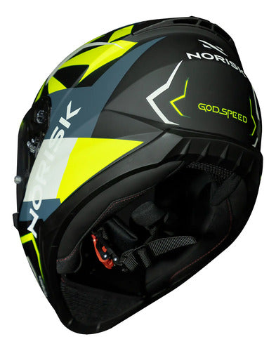 Capacete Norisk Razor Godspeed Azul Verde Fosco