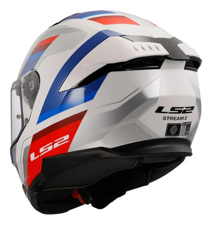 Capacete LS2 FF818 Storm III Sporty com Óculos Solar Interno Branco Azul Vermelho