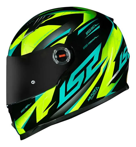 Capacete LS2 FF358 Draze Preto Amarelo Verde Brilhante Tamanho 60/L