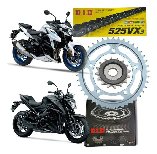 Kit Relação DID Premium com Retentor Suzuki Gsx-S750 2017 a 2024 525VX3 114L 43/17T