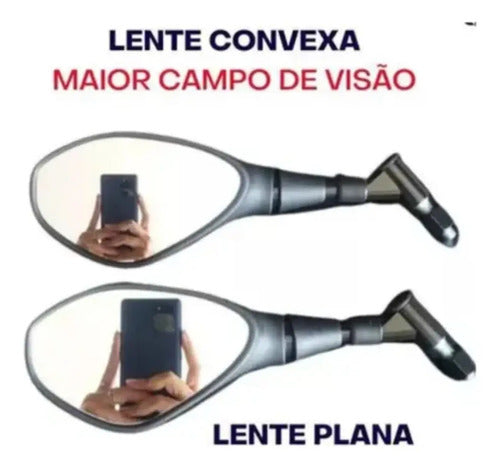 Par de Retrovisores GVS Giro 360 Yamaha Lander Ténéré Fazer 250 Mt-03 Mt-07 Mt-09 Lente Convexa Fumê