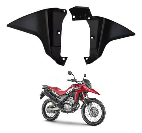 Par de Aletas Abas do Tanque Inferiores Paramotos Honda Xre 300 2013 a 2015 Preto Fosco