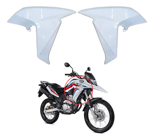 Par de Aletas Abas do Tanque Paramotos Honda Xre 300 2016 a 2018 Branco