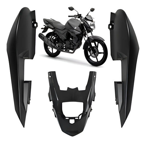 Rabeta Lateral Completa Paramotos Yamaha Fazer 150 2020 a 2024 Preto Fosco