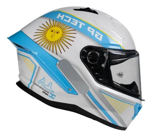 Capacete GP Tech Pilot Grand Prix Argentina Branco Azul Brilhante