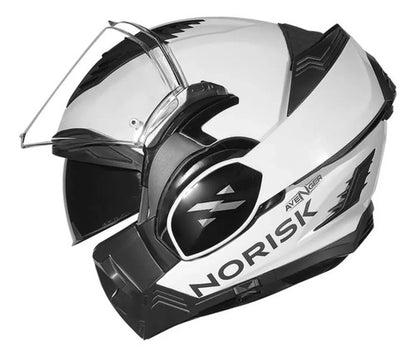 Capacete Escamoteável Norisk Avenger Solid com Óculos Solar Interno Branco Brilhante Tamanho 58/M