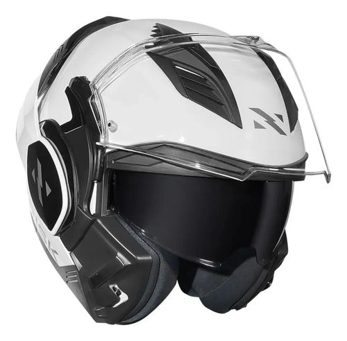 Capacete Escamoteável Norisk Avenger Solid com Óculos Solar Interno Branco Brilhante Tamanho 58/M