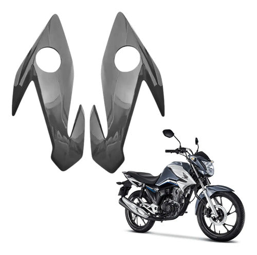 Par de Bananinhas Carenagens Laterais do Farol Paramotos Honda Cg 160 Titan Fan 2016 Cinza