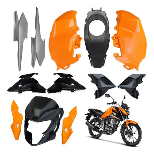 Kit Carenagem Completo Paramotos Honda Cg 160 Titan 2025 em diante Laranja Perolizado