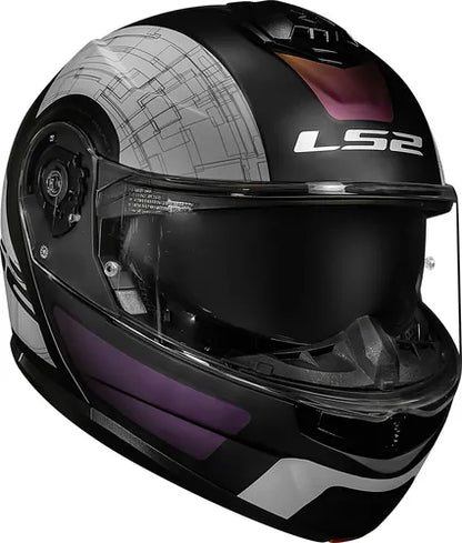 Capacete Escamoteável LS2 FF908 Strobe II Orion com Óculos Solar Preto Roxo Azul Fosco