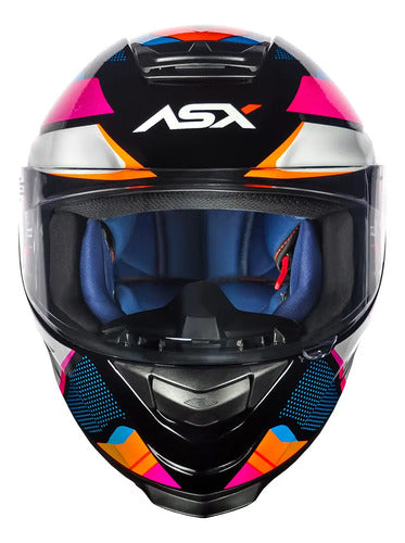 Capacete ASX Eagle Fast Preto Rosa Branco Brilhante