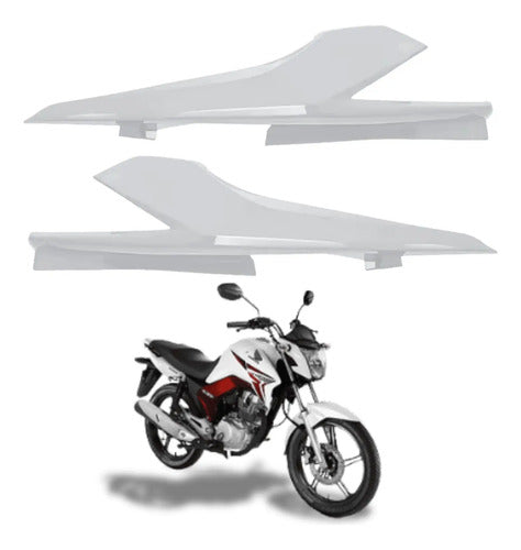 Par de Rabetas Laterais Paramotos Honda Cg 160 Titan 2022 a 2024 Branco
