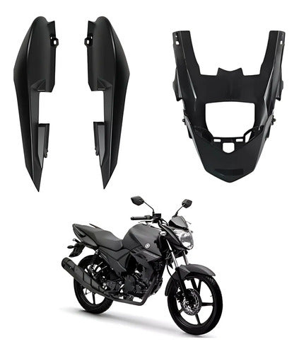 Rabeta Lateral Completa Paramotos Yamaha Fazer 150 2020 a 2024 Preto Fosco