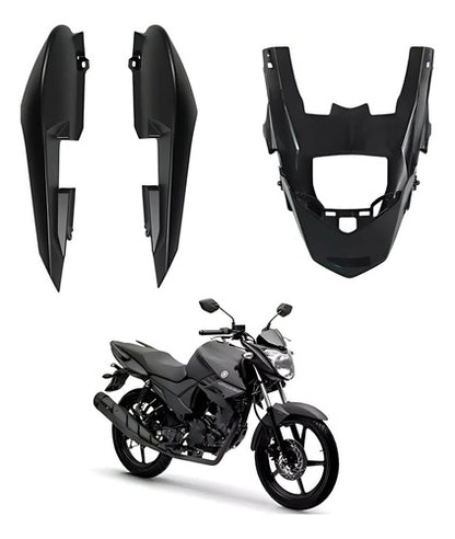 Rabeta Lateral Completa Paramotos Yamaha Fazer 150 2020 a 2024 Preto Fosco