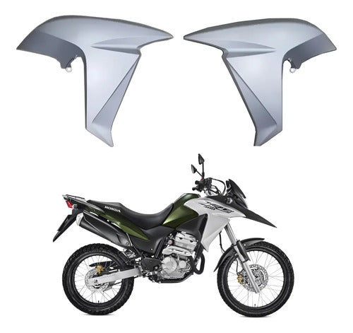 Par de Aletas Abas do Tanque Paramotos Honda Xre 300 2016 a 2018 Prata Fosco