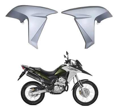 Par de Aletas Abas do Tanque Paramotos Honda Xre 300 2016 a 2018 Prata Fosco