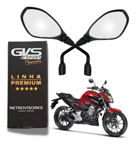 Par de Retrovisores GVS Honda Cg 160 Titan Fan Start Cb 250f Twister Cb 300f Twister Lente Convexa