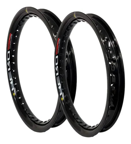 Par de Aros de Roda Aero Slim Monaco Yamaha Lander Ténéré 250 1.85x21 e 1.85x18 Preto Brilhante
