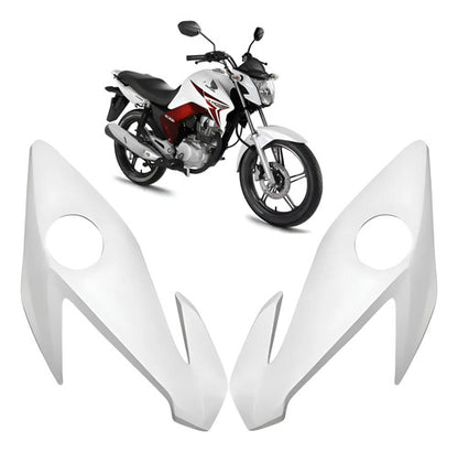 Par de Carenagens Laterais do Farol Paramotos Honda Cg 160 Titan 2022 a 2024 Branco Perolizado