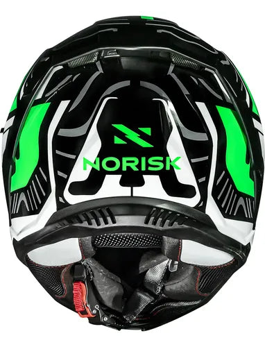 Capacete Norisk Strada II Fusion com Óculos Solar Interno Branco Preto Verde Brilhante