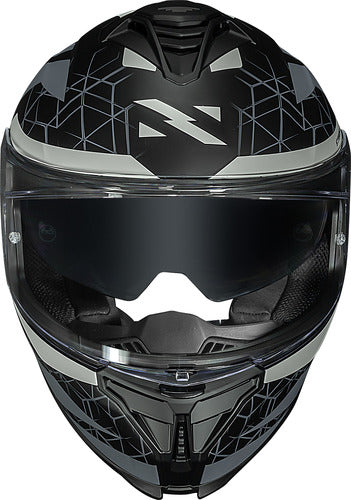 Capacete Norisk Strada II Evoque com Óculos Solar Interno e Spoiler Cinza Preto Fosco