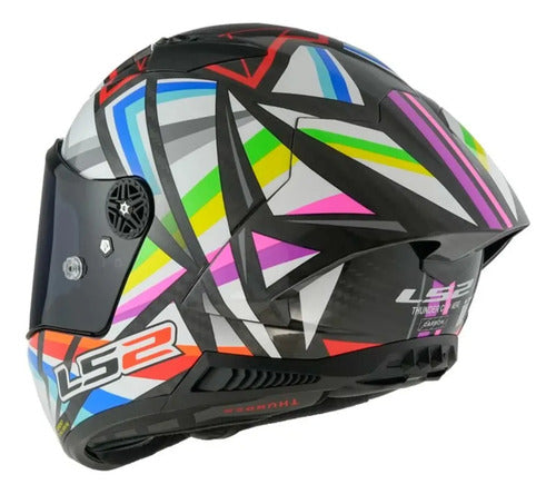 Capacete LS2 FF805 Thunder C GP Flash Black com Spoiler Preto Cinza Azul