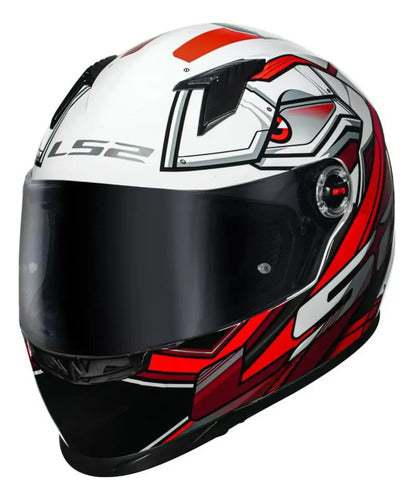 Capacete LS2 FF358 Xdron Preto Vermelho Brilhante