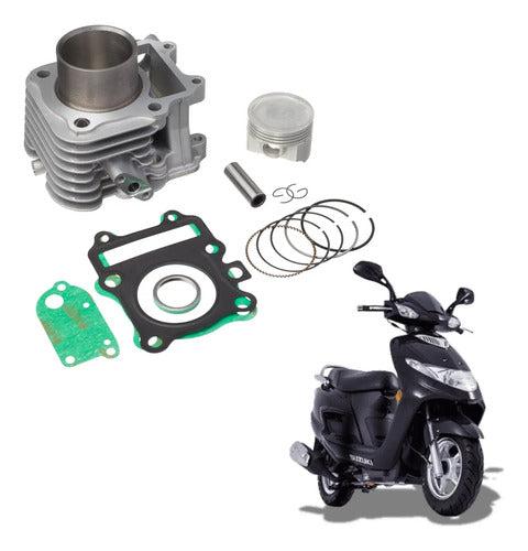 Kit Cilindro Pistão Anéis e Juntas KMP Suzuki Burgman 125 2005 a 2010 STD