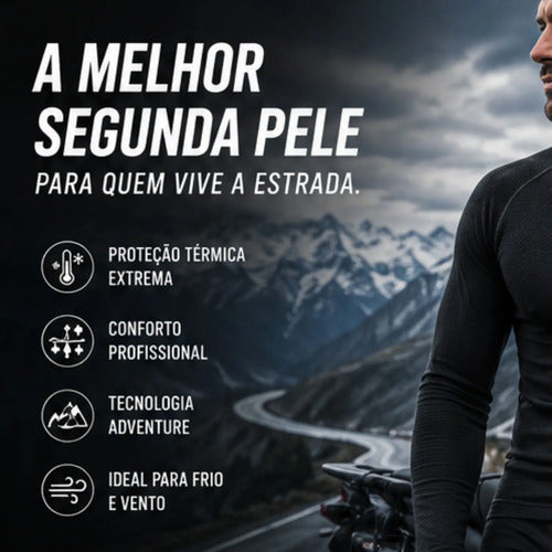 Blusa Térmica Segunda Pele Curtlo Thermoskin com Gola Masculina Preto