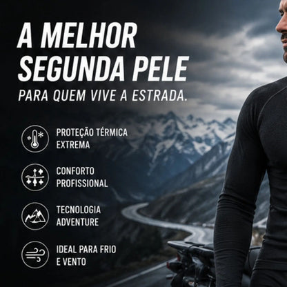 Blusa Térmica Segunda Pele Curtlo Thermoskin com Gola Masculina Preto