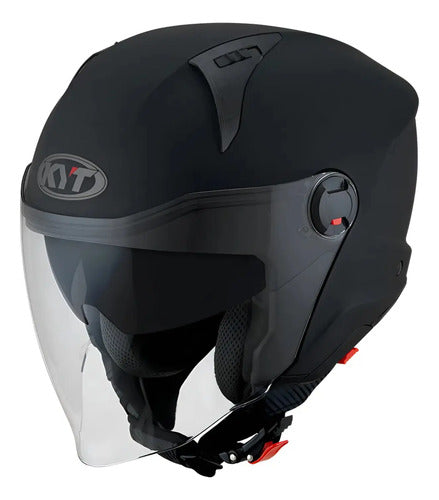 Capacete Aberto KYT D-City Solid com Óculos Solar Interno Preto Fosco