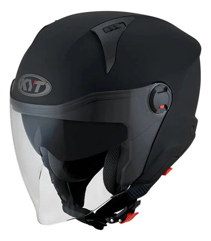 Capacete Aberto KYT D-City Solid com Óculos Solar Interno Preto Fosco