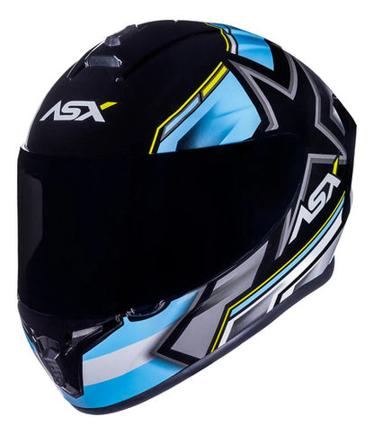 Capacete ASX Draken Pilot Argentina Preto Azul Amarelo Brilhante
