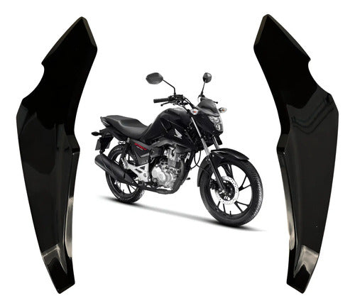 Par de Carenagens Laterais do Farol Paramotos Honda Cg 160 Titan Fan Start 2025 em diante Preto Liso