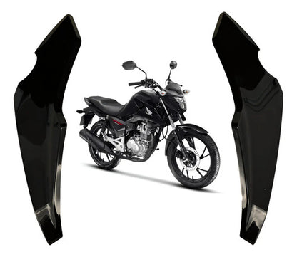 Par de Carenagens Laterais do Farol Paramotos Honda Cg 160 Titan Fan Start 2025 em diante Preto Liso