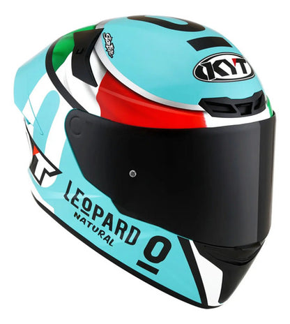 Capacete KYT TT-Course Lorenzo Dalla Porta Leopard Azul Celeste Brilhante