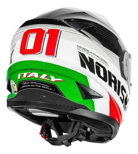 Capacete Norisk FF302 Soul II Grand Prix Itália com Óculos Solar Interno Branco Tamanho 60/L