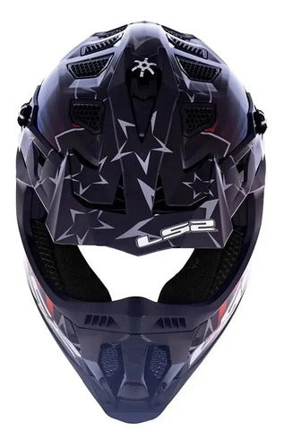 Capacete Off-Road LS2 MX700 Subverter Evo Super Collider Preto Brilhante
