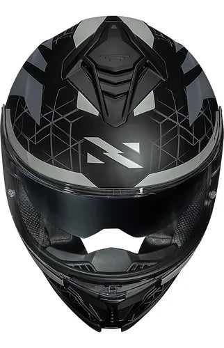 Capacete Norisk Strada II Evoque com Óculos Solar Interno e Spoiler Cinza Preto Fosco