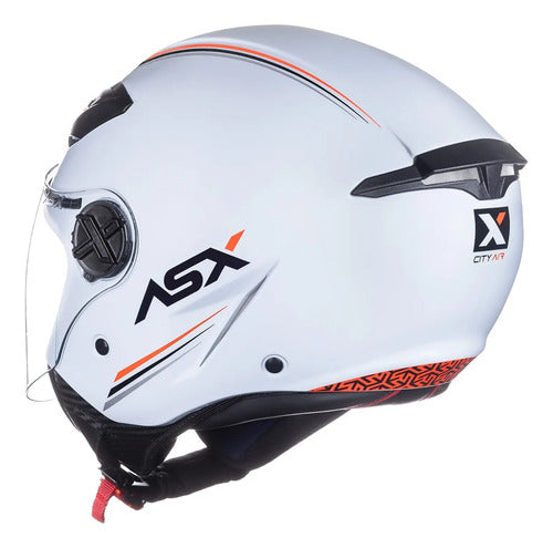 Capacete Aberto ASX City Air Solid Branco Brilhante