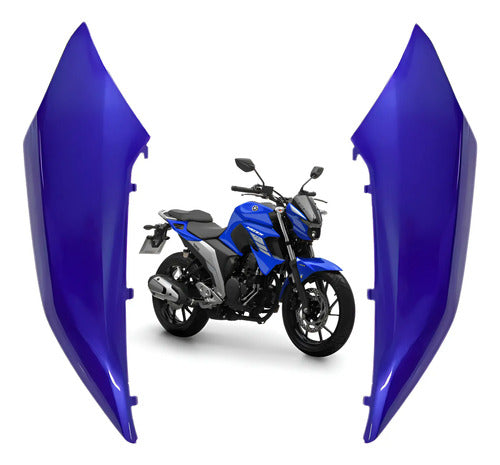 Par de Abas do Tanque Superiores Paramotos Yamaha Fazer Fz25 250 2018 a 2025 Azul Metálico