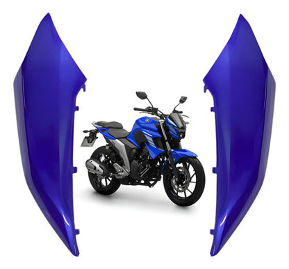 Par de Abas do Tanque Superiores Paramotos Yamaha Fazer Fz25 250 2018 a 2025 Azul Metálico