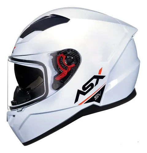 Capacete ASX City SV Solid com Óculos Solar Interno Branco Vermelho Preto Brilhante