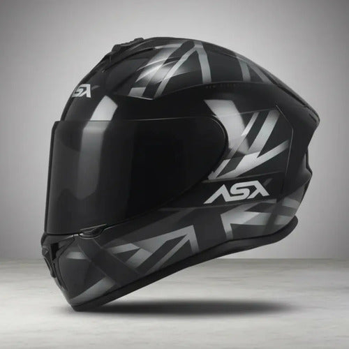 Capacete ASX Draken UK Preto Cinza Fosco