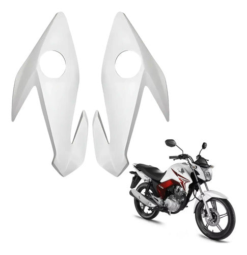Par de Carenagens Laterais do Farol Paramotos Honda Cg 160 Titan 2022 a 2024 Branco Perolizado